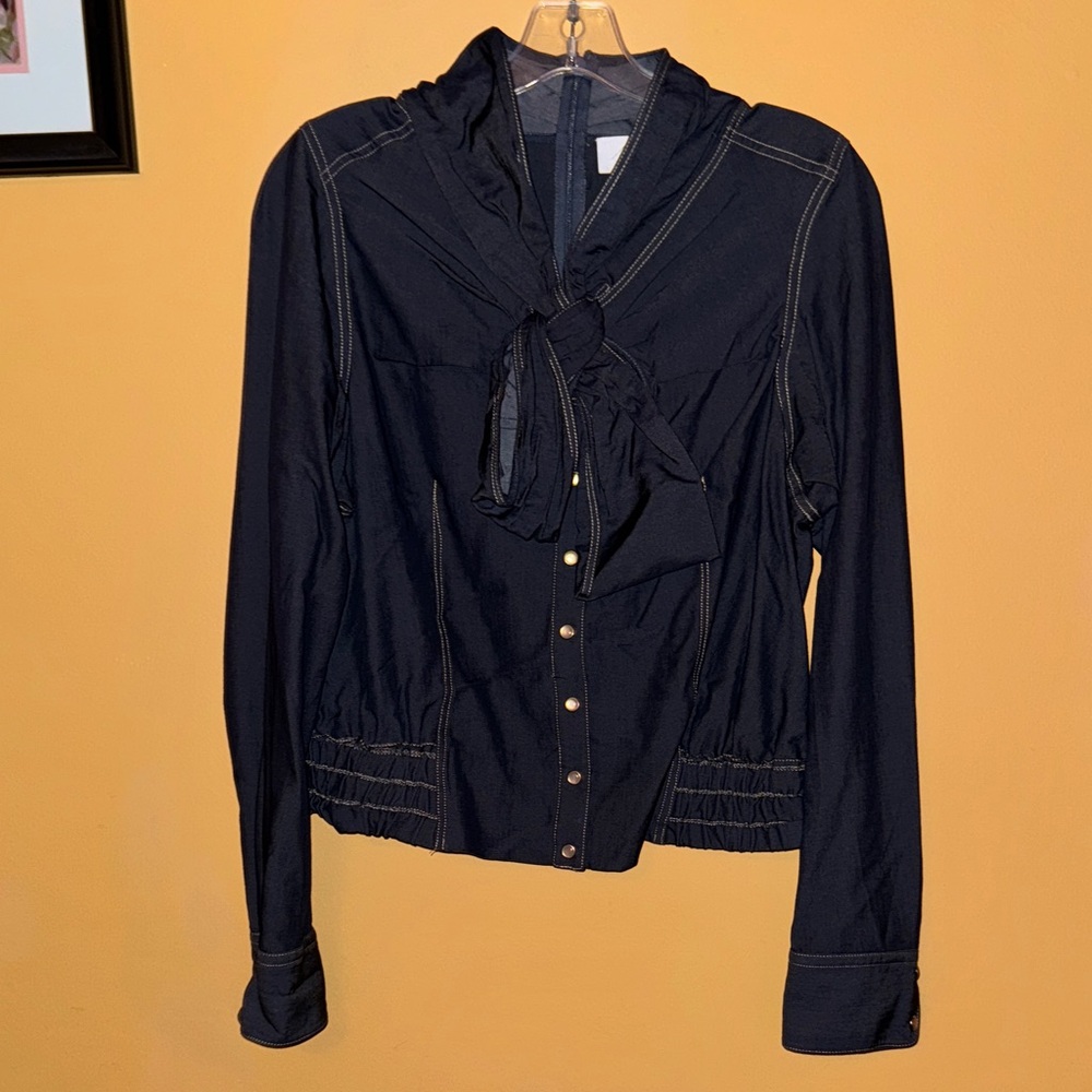 Byron Lars Black Blouse with Ruffle Detail